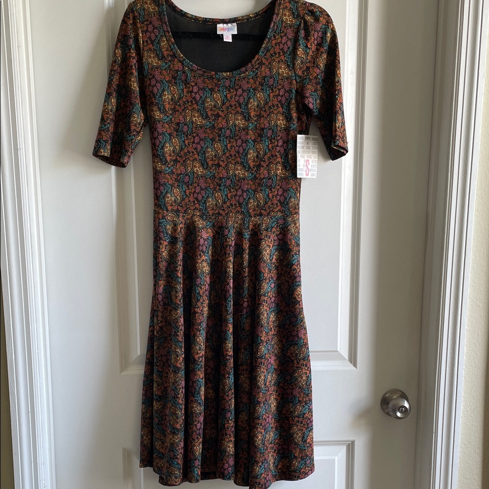 2 for $20 LuLaRoe Nicole dress Paisley floral fall colors fit & flare stretchy